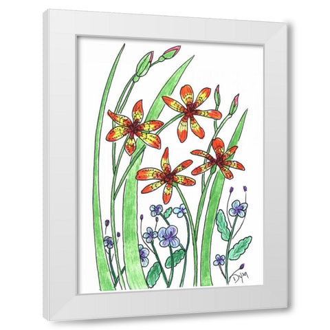 Blackberry Lily White Modern Wood Framed Art Print by Dyer, Beverly