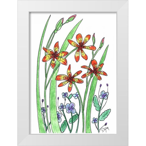 Blackberry Lily White Modern Wood Framed Art Print by Dyer, Beverly