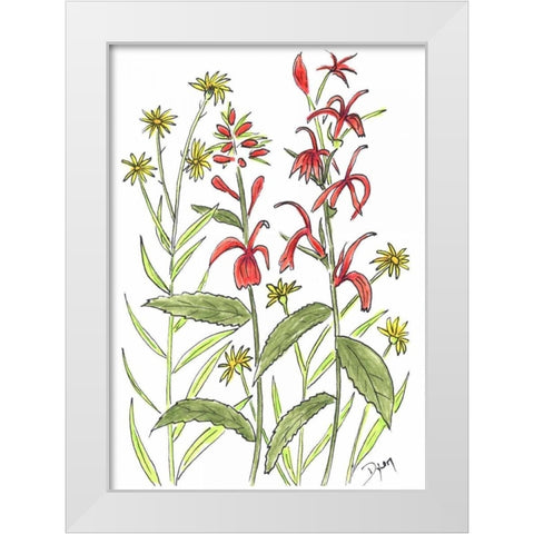 Cardinal Flower White Modern Wood Framed Art Print by Dyer, Beverly