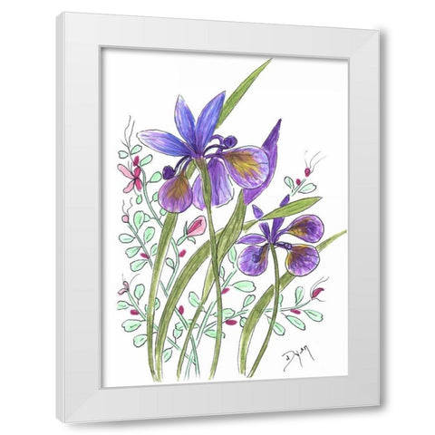 Slender Blue Flag White Modern Wood Framed Art Print by Dyer, Beverly