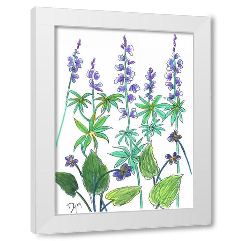 Wild Lupine White Modern Wood Framed Art Print by Dyer, Beverly