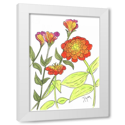 Zinnia White Modern Wood Framed Art Print by Dyer, Beverly