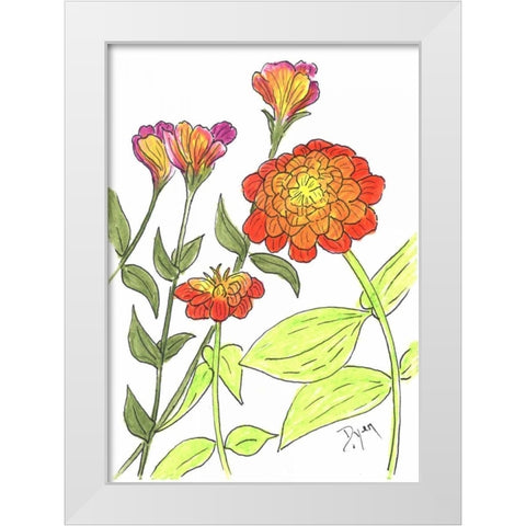 Zinnia White Modern Wood Framed Art Print by Dyer, Beverly