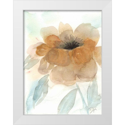 Neutral Peony I White Modern Wood Framed Art Print by Dyer, Beverly