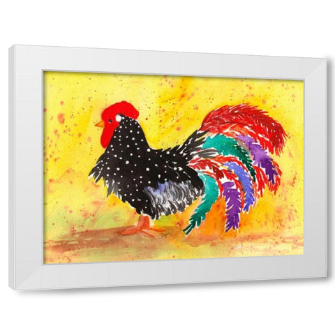 Farm House Rooster I White Modern Wood Framed Art Print by Dyer, Beverly