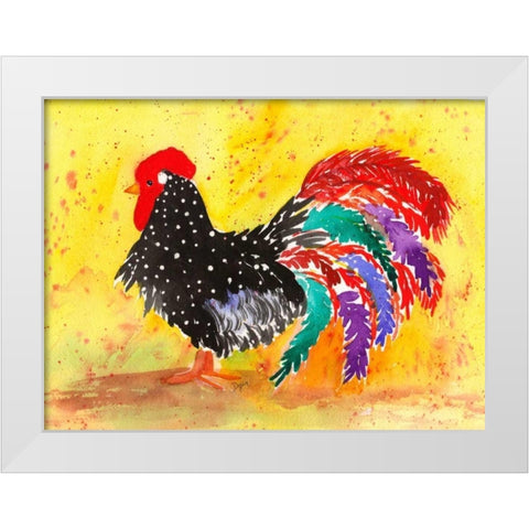 Farm House Rooster I White Modern Wood Framed Art Print by Dyer, Beverly
