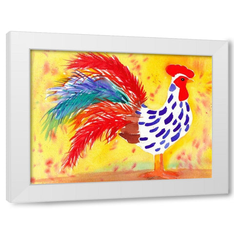 Farm House Rooster II White Modern Wood Framed Art Print by Dyer, Beverly