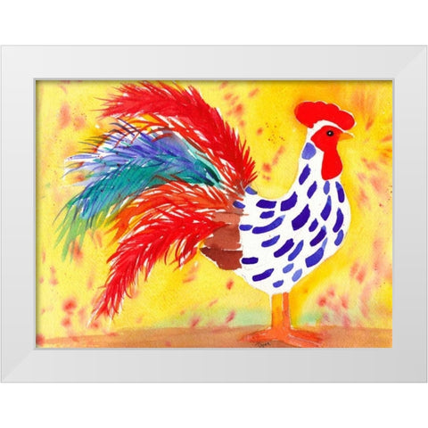 Farm House Rooster II White Modern Wood Framed Art Print by Dyer, Beverly