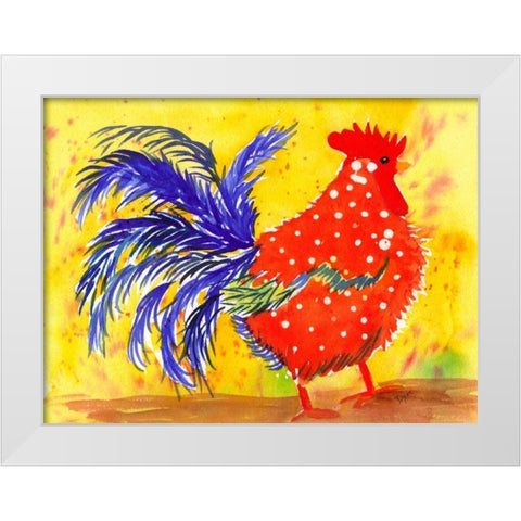 Farm House Rooster III White Modern Wood Framed Art Print by Dyer, Beverly
