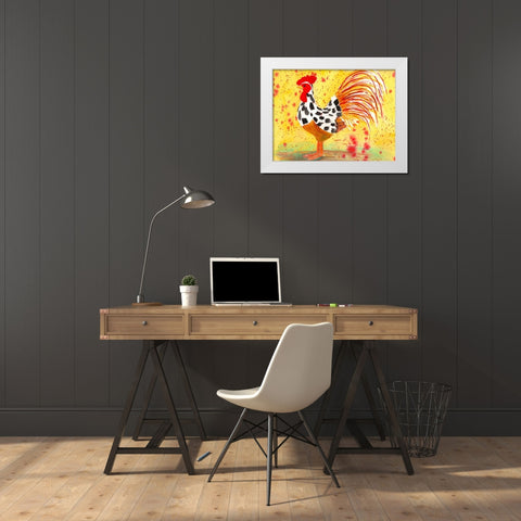 Farm House Rooster IV White Modern Wood Framed Art Print by Dyer, Beverly