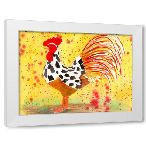 Farm House Rooster IV White Modern Wood Framed Art Print by Dyer, Beverly