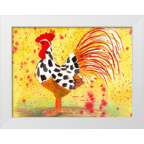 Farm House Rooster IV White Modern Wood Framed Art Print by Dyer, Beverly