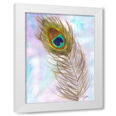 Peacocl Feather 2 White Modern Wood Framed Art Print by Dyer, Beverly
