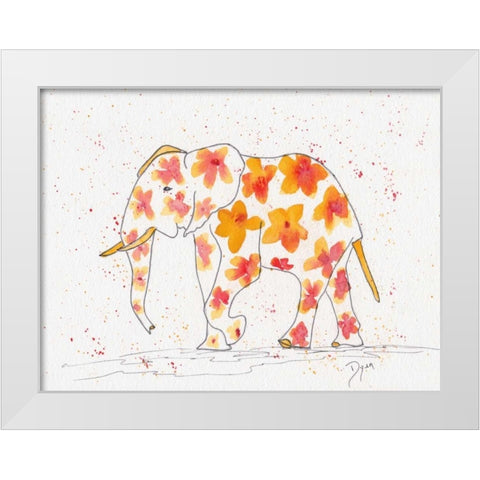 Elephant Flower White Modern Wood Framed Art Print by Dyer, Beverly