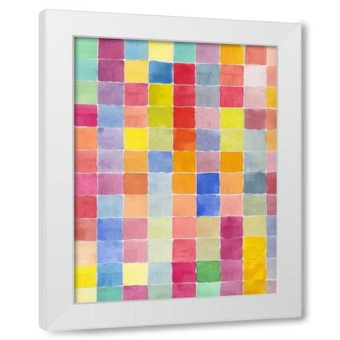 Rainbow Color Block 1 White Modern Wood Framed Art Print by Dyer, Beverly