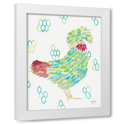 Funky Chicken 1 White Modern Wood Framed Art Print by Dyer, Beverly