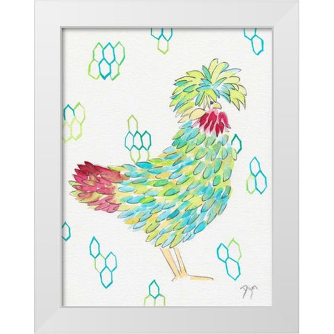 Funky Chicken 1 White Modern Wood Framed Art Print by Dyer, Beverly