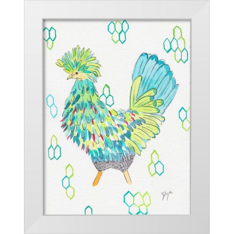 Funky Chicken 2 White Modern Wood Framed Art Print by Dyer, Beverly
