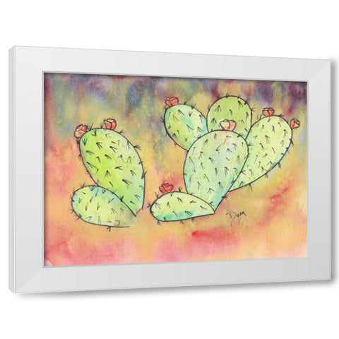 Prickly Pear Cactus White Modern Wood Framed Art Print by Dyer, Beverly