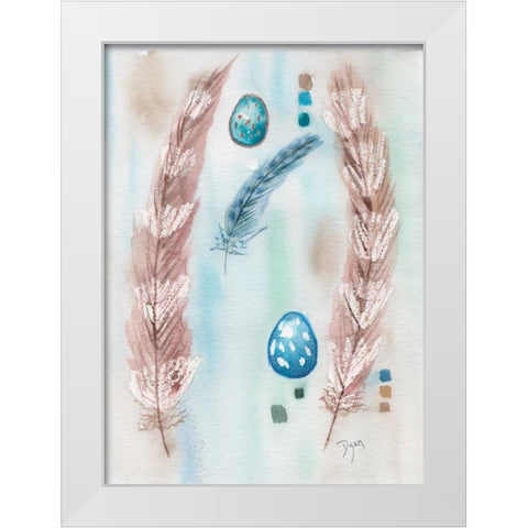 Feather and Egg Study White Modern Wood Framed Art Print by Dyer, Beverly