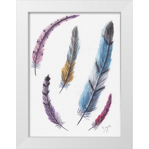 October Feathers II White Modern Wood Framed Art Print by Dyer, Beverly