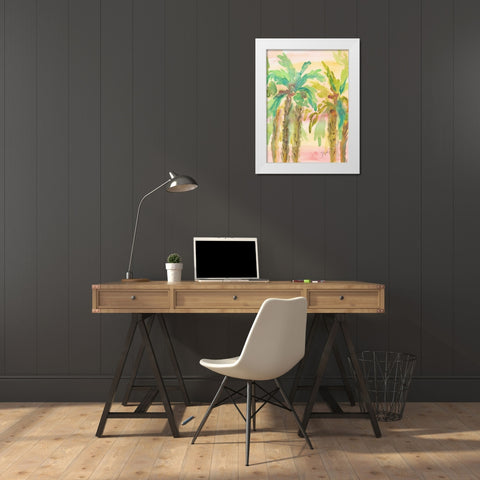 Sunset Palms 3 White Modern Wood Framed Art Print by Dyer, Beverly