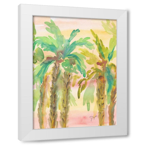 Sunset Palms 3 White Modern Wood Framed Art Print by Dyer, Beverly