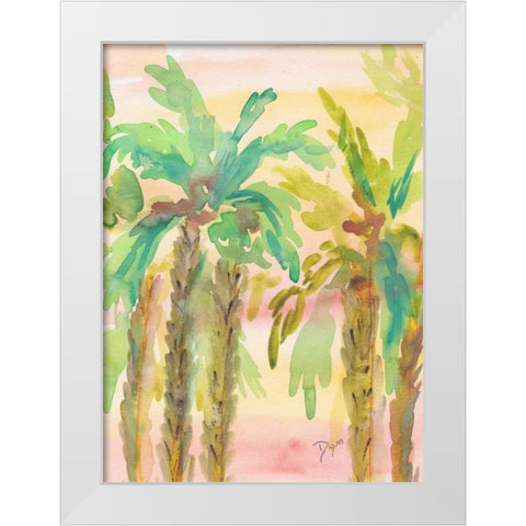 Sunset Palms 3 White Modern Wood Framed Art Print by Dyer, Beverly