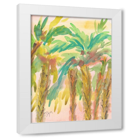 Sunset Palms 4 White Modern Wood Framed Art Print by Dyer, Beverly