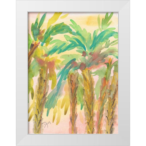 Sunset Palms 4 White Modern Wood Framed Art Print by Dyer, Beverly