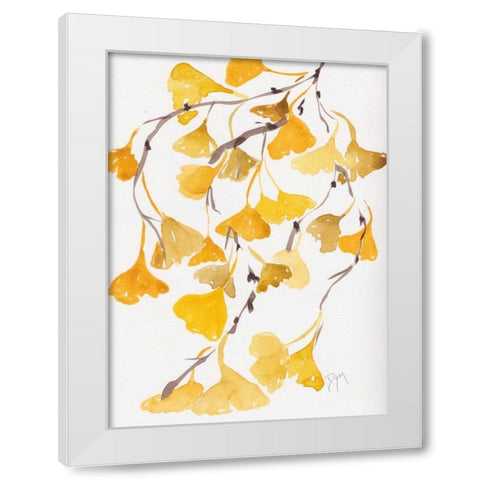 Golden Gingko A White Modern Wood Framed Art Print by Dyer, Beverly