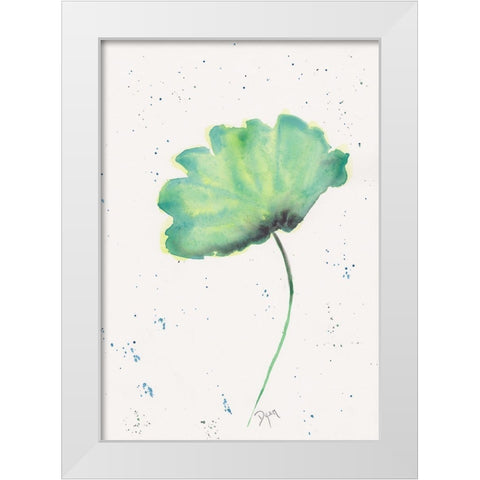Blue Green Poppy 2 White Modern Wood Framed Art Print by Dyer, Beverly