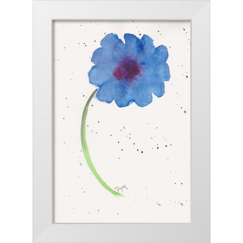 Blue Poppy 1 White Modern Wood Framed Art Print by Dyer, Beverly
