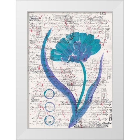 Zinnia Turquoise 2 White Modern Wood Framed Art Print by Dyer, Beverly