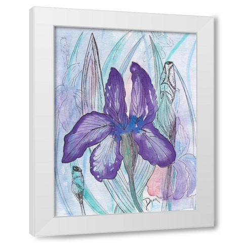 Violet Iris White Modern Wood Framed Art Print by Dyer, Beverly