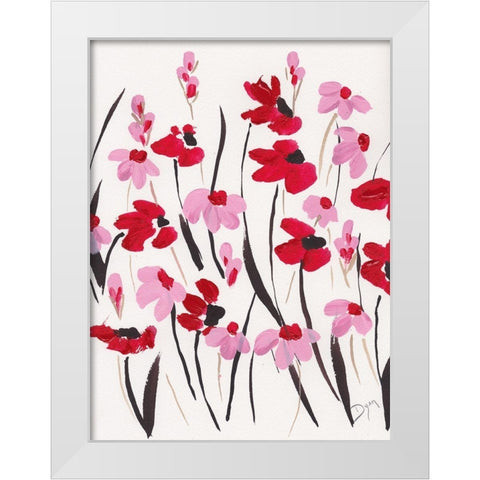 Pink and Red Field I White Modern Wood Framed Art Print by Dyer, Beverly