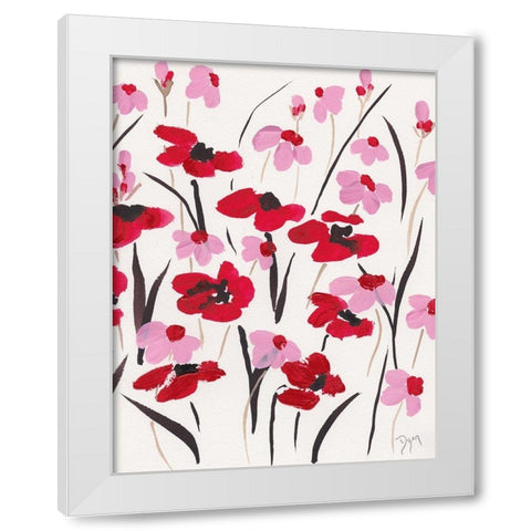 Pink and Red Field II White Modern Wood Framed Art Print by Dyer, Beverly