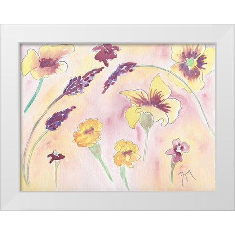 Graceful Blossoms White Modern Wood Framed Art Print by Dyer, Beverly