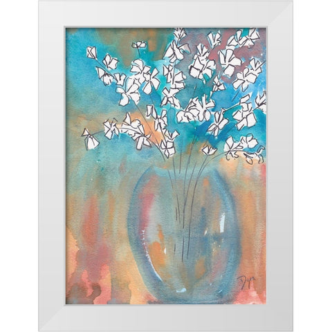 White Posey White Modern Wood Framed Art Print by Dyer, Beverly
