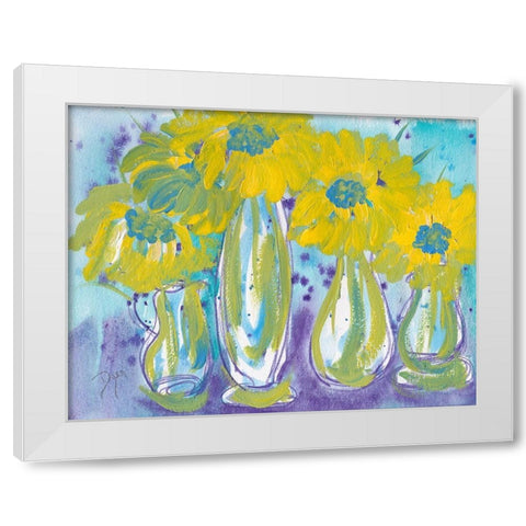 Sunflower White Modern Wood Framed Art Print by Dyer, Beverly