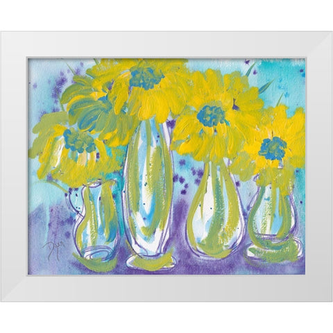 Sunflower White Modern Wood Framed Art Print by Dyer, Beverly