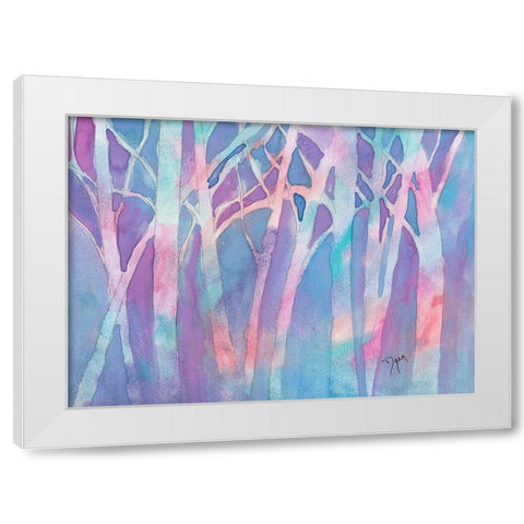 Stained Glass Trees White Modern Wood Framed Art Print by Dyer, Beverly