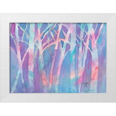 Stained Glass Trees White Modern Wood Framed Art Print by Dyer, Beverly