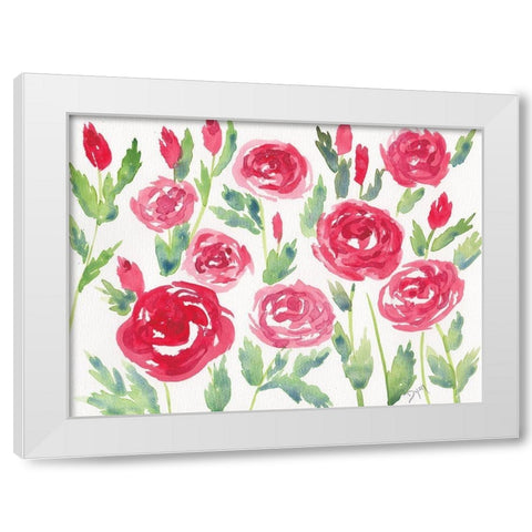Decorative Roses White Modern Wood Framed Art Print by Dyer, Beverly