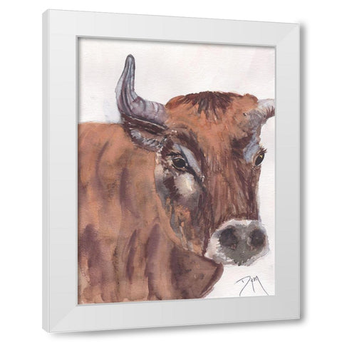 Fryer the Ox White Modern Wood Framed Art Print by Dyer, Beverly