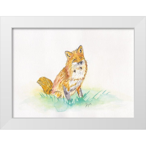 Golden Fox White Modern Wood Framed Art Print by Dyer, Beverly