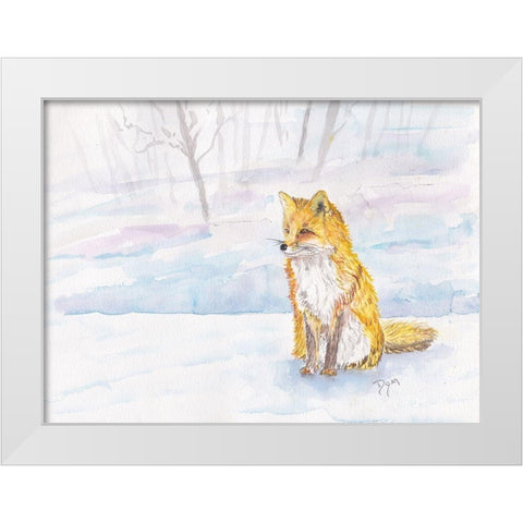 Golden Fox Winter White Modern Wood Framed Art Print by Dyer, Beverly