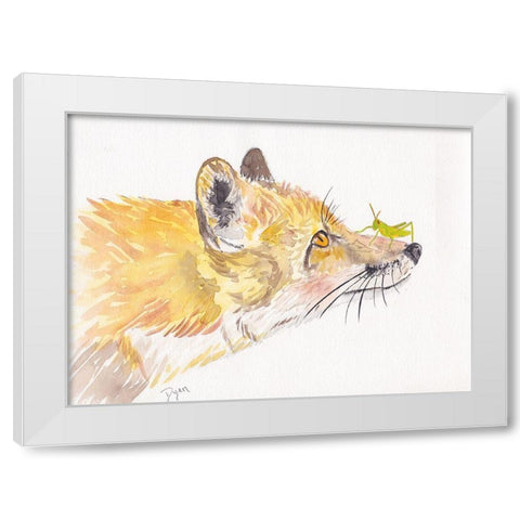 Golden Fox Play White Modern Wood Framed Art Print by Dyer, Beverly