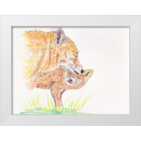 Golden Fox Love White Modern Wood Framed Art Print by Dyer, Beverly