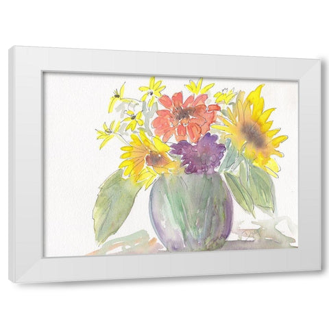 Sunny Bouquet White Modern Wood Framed Art Print by Dyer, Beverly